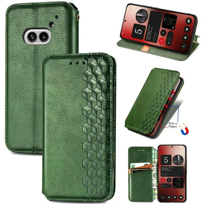 For Nothing Phone (2a) Case PU Leather Rhombus Magnetic Closure Phone Cover