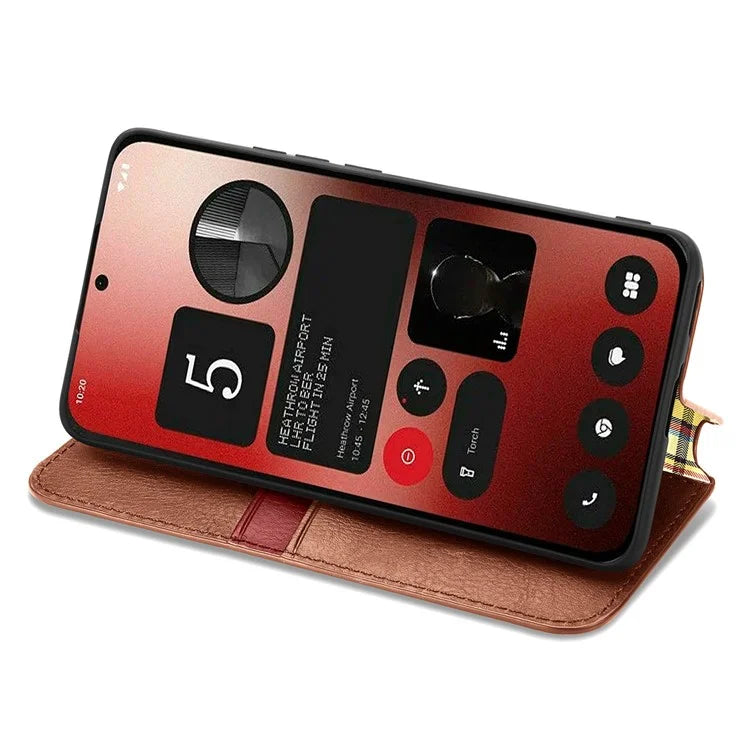 For Nothing Phone (2a) Case PU Leather Rhombus Magnetic Closure Phone Cover