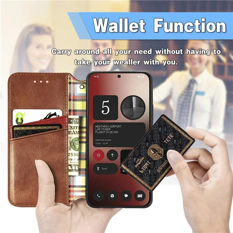 For Nothing Phone (2a) Case PU Leather Rhombus Magnetic Closure Phone Cover
