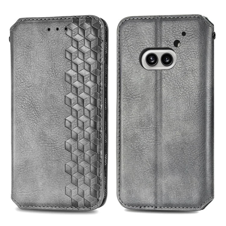 For Nothing Phone (2a) Case PU Leather Rhombus Magnetic Closure Phone Cover