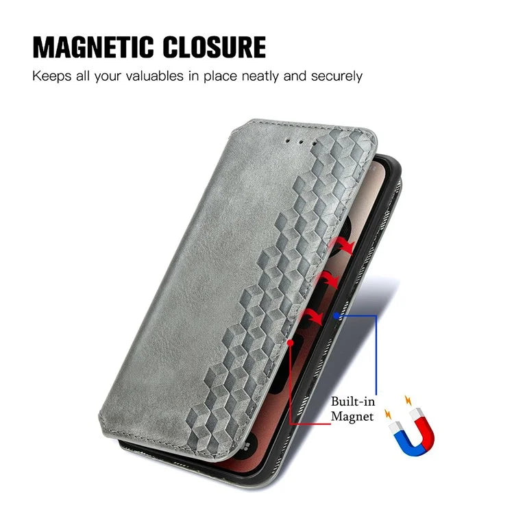 For Nothing Phone (2a) Case PU Leather Rhombus Magnetic Closure Phone Cover