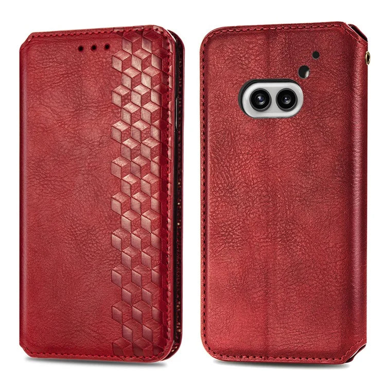 For Nothing Phone (2a) Case PU Leather Rhombus Magnetic Closure Phone Cover