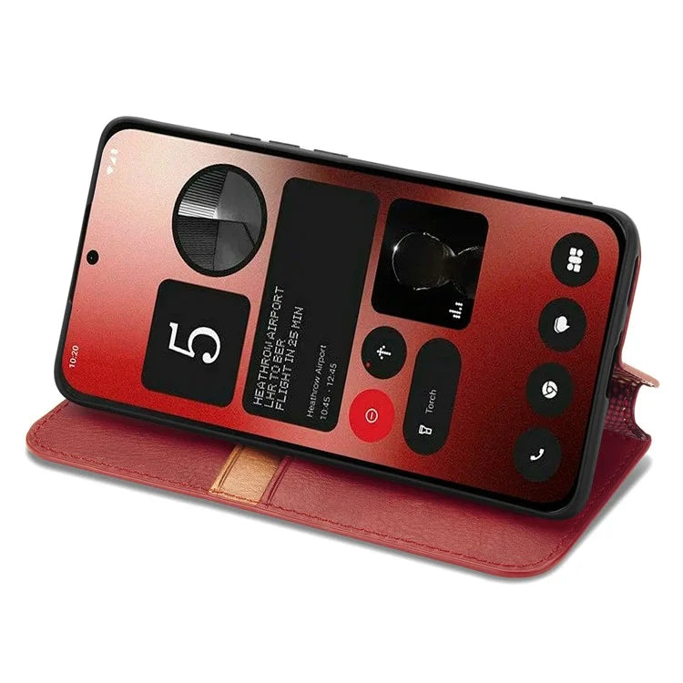 For Nothing Phone (2a) Case PU Leather Rhombus Magnetic Closure Phone Cover