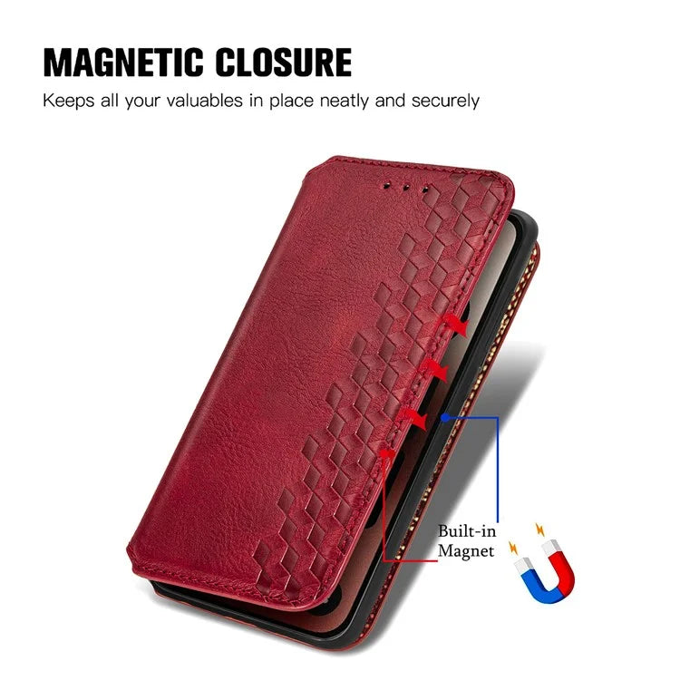 For Nothing Phone (2a) Case PU Leather Rhombus Magnetic Closure Phone Cover