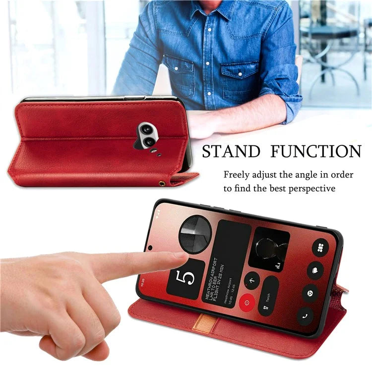 For Nothing Phone (2a) Case PU Leather Rhombus Magnetic Closure Phone Cover