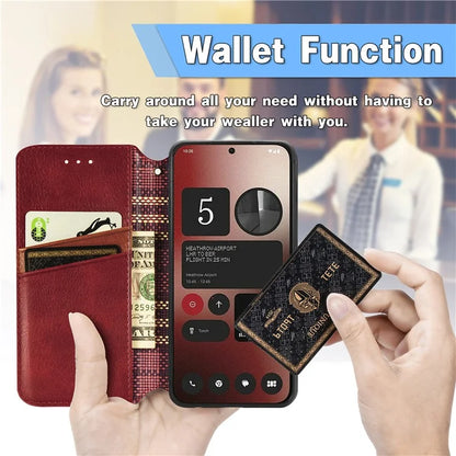 For Nothing Phone (2a) Case PU Leather Rhombus Magnetic Closure Phone Cover