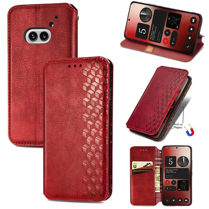 For Nothing Phone (2a) Case PU Leather Rhombus Magnetic Closure Phone Cover