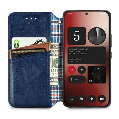 For Nothing Phone (2a) Case PU Leather Rhombus Magnetic Closure Phone Cover