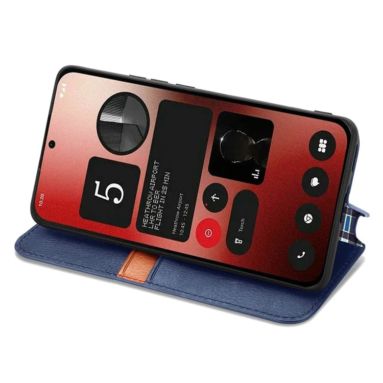 For Nothing Phone (2a) Case PU Leather Rhombus Magnetic Closure Phone Cover
