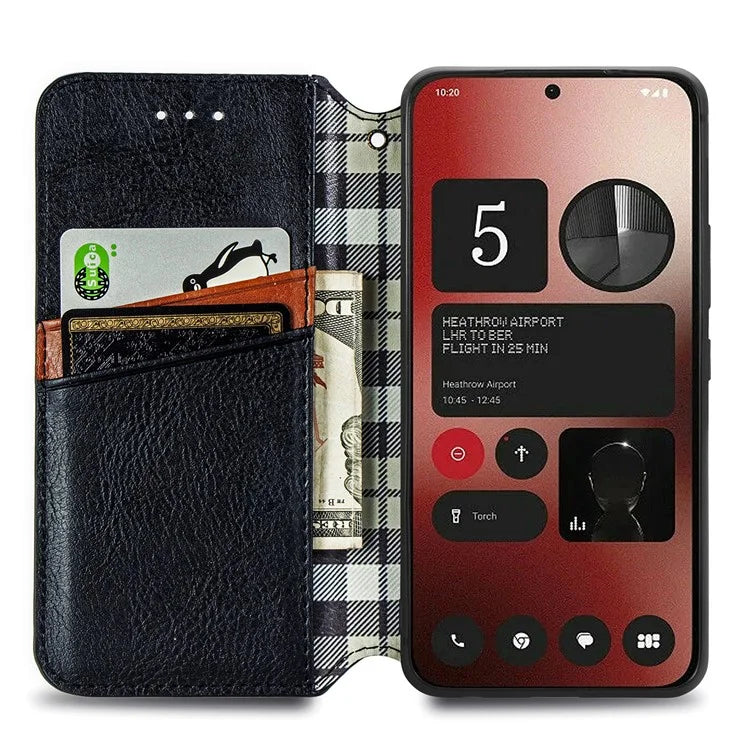 For Nothing Phone (2a) Case PU Leather Rhombus Magnetic Closure Phone Cover