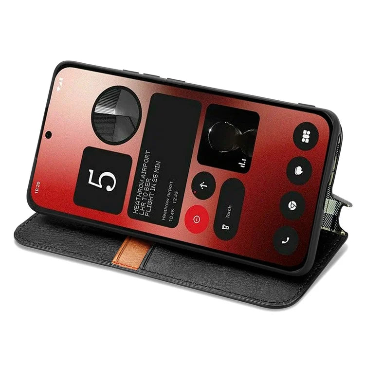 For Nothing Phone (2a) Case PU Leather Rhombus Magnetic Closure Phone Cover