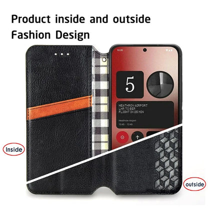 For Nothing Phone (2a) Case PU Leather Rhombus Magnetic Closure Phone Cover