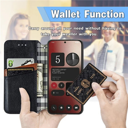 For Nothing Phone (2a) Case PU Leather Rhombus Magnetic Closure Phone Cover