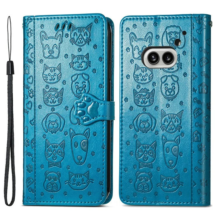 For Nothing Phone (2a) Magnetic Phone Case Leather Drop-proof Cover with Wrist Strap