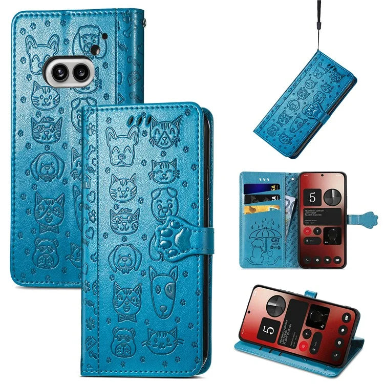 For Nothing Phone (2a) Magnetic Phone Case Leather Drop-proof Cover with Wrist Strap