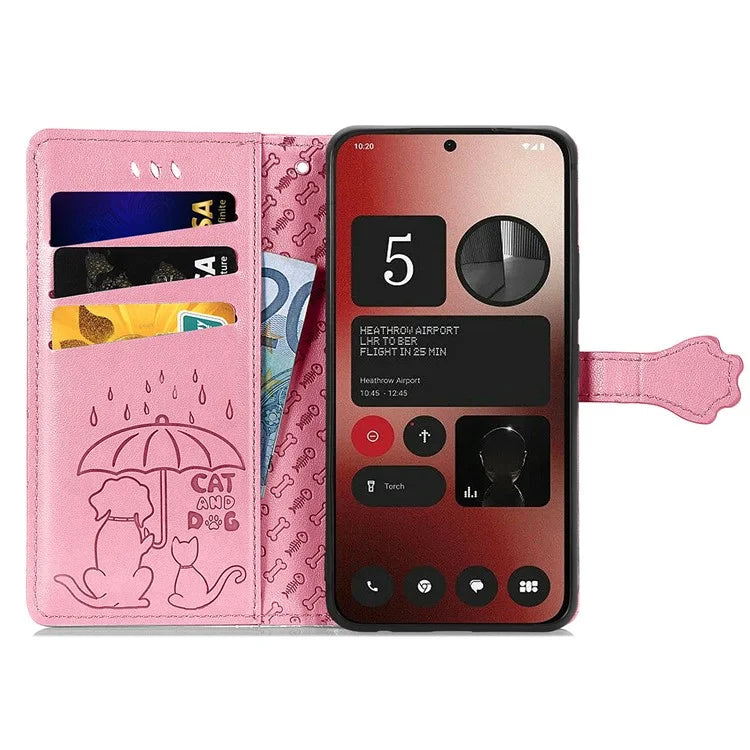 For Nothing Phone (2a) Magnetic Phone Case Leather Drop-proof Cover with Wrist Strap