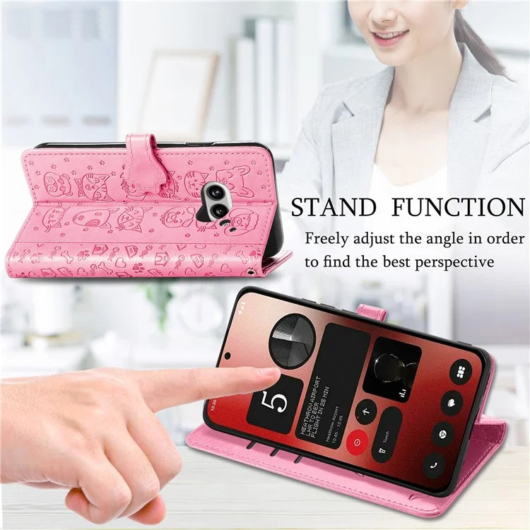 For Nothing Phone (2a) Magnetic Phone Case Leather Drop-proof Cover with Wrist Strap