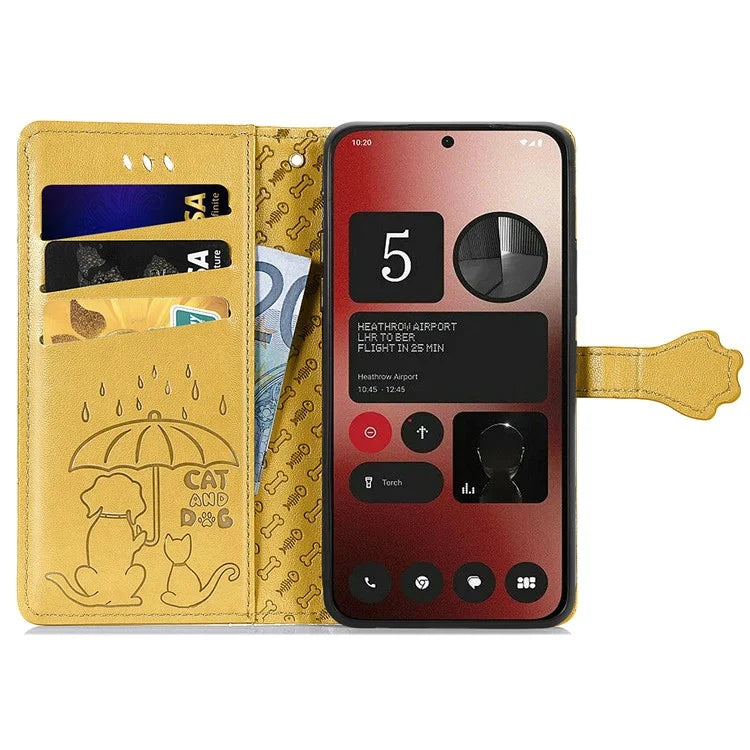 For Nothing Phone (2a) Magnetic Phone Case Leather Drop-proof Cover with Wrist Strap