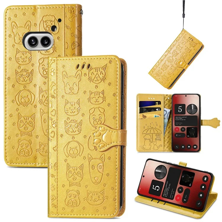 For Nothing Phone (2a) Magnetic Phone Case Leather Drop-proof Cover with Wrist Strap