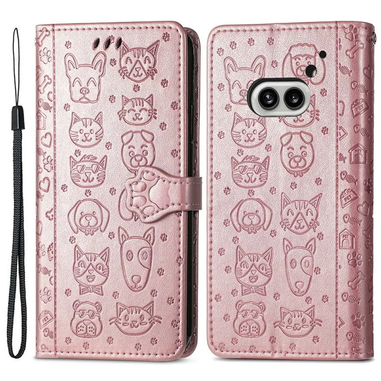 For Nothing Phone (2a) Magnetic Phone Case Leather Drop-proof Cover with Wrist Strap