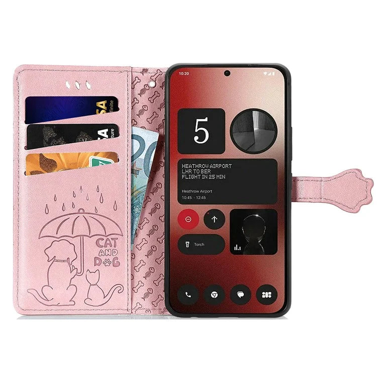 For Nothing Phone (2a) Magnetic Phone Case Leather Drop-proof Cover with Wrist Strap