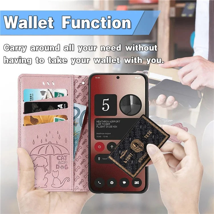 For Nothing Phone (2a) Magnetic Phone Case Leather Drop-proof Cover with Wrist Strap