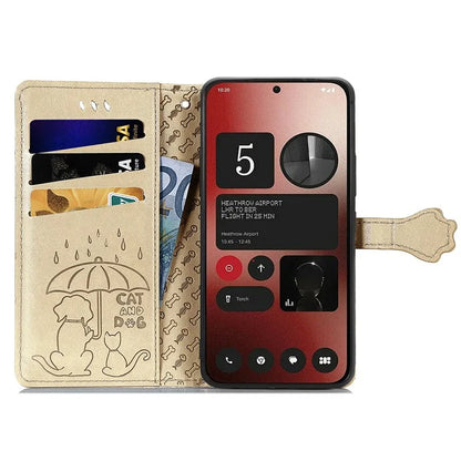For Nothing Phone (2a) Magnetic Phone Case Leather Drop-proof Cover with Wrist Strap