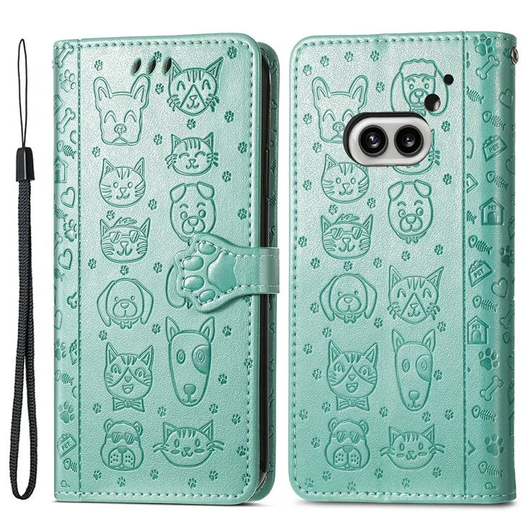 For Nothing Phone (2a) Magnetic Phone Case Leather Drop-proof Cover with Wrist Strap