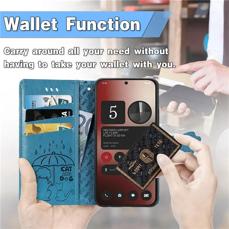 For Nothing Phone (2a) Magnetic Phone Case Leather Drop-proof Cover with Wrist Strap