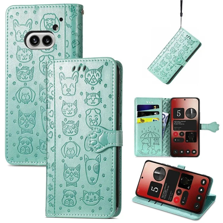 For Nothing Phone (2a) Magnetic Phone Case Leather Drop-proof Cover with Wrist Strap