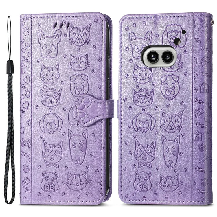 For Nothing Phone (2a) Magnetic Phone Case Leather Drop-proof Cover with Wrist Strap