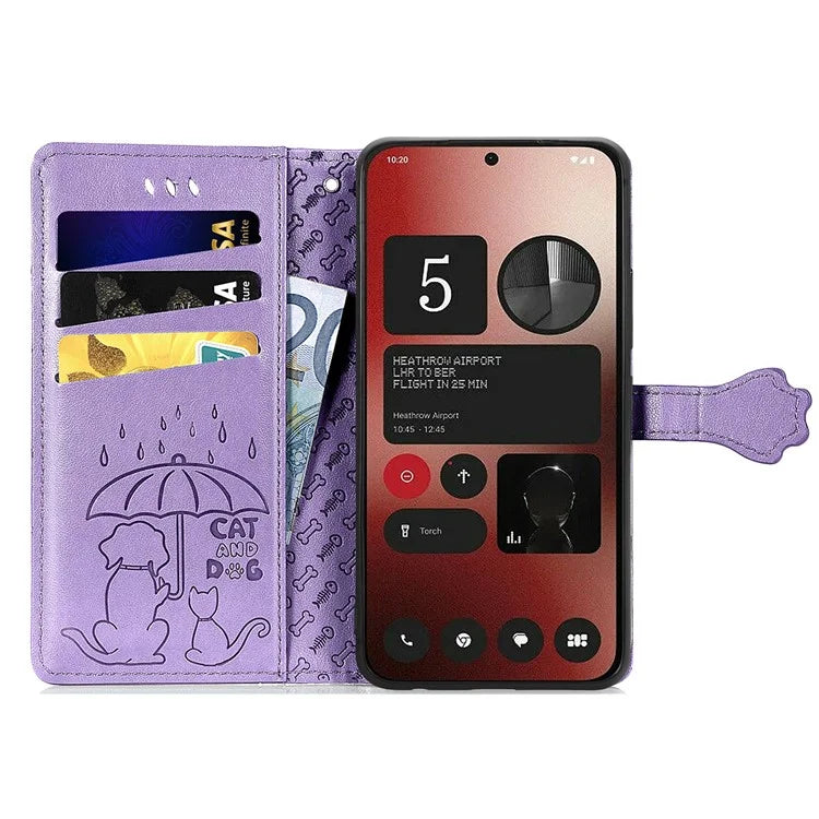 For Nothing Phone (2a) Magnetic Phone Case Leather Drop-proof Cover with Wrist Strap