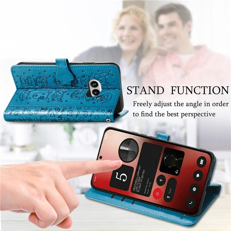 For Nothing Phone (2a) Magnetic Phone Case Leather Drop-proof Cover with Wrist Strap