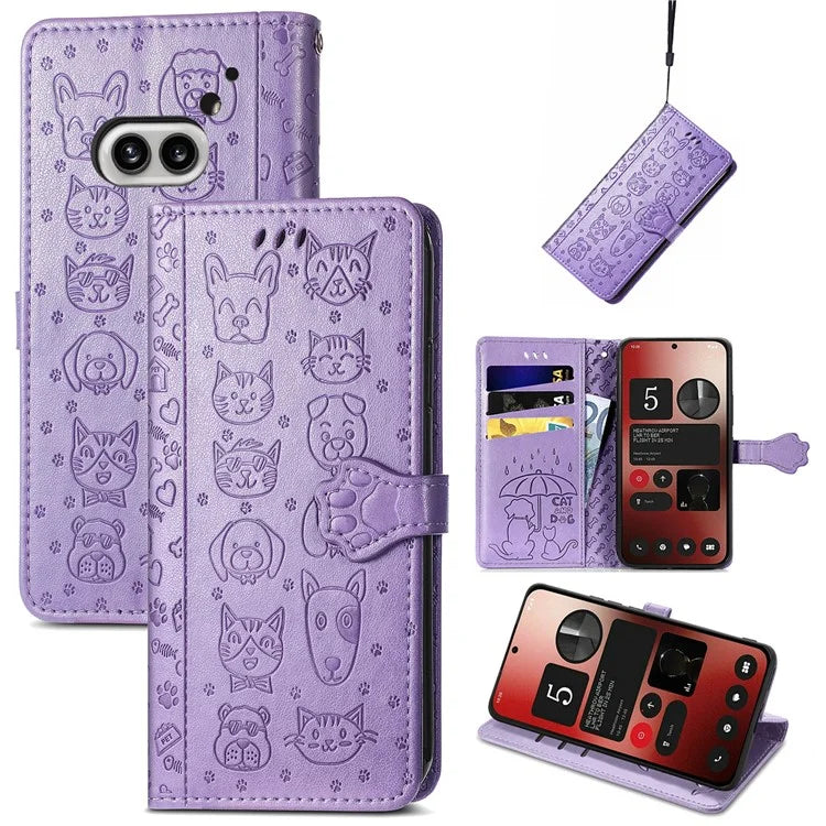 For Nothing Phone (2a) Magnetic Phone Case Leather Drop-proof Cover with Wrist Strap