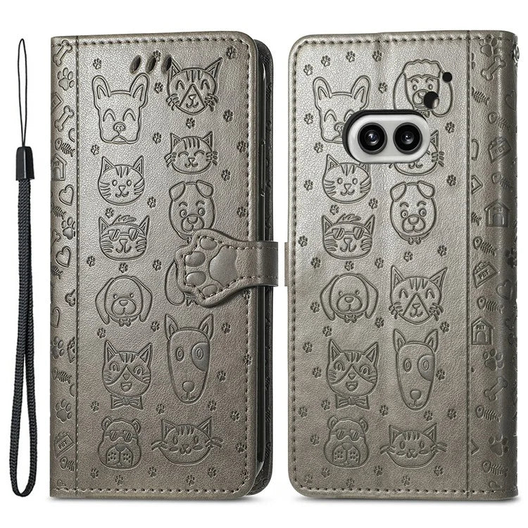 For Nothing Phone (2a) Magnetic Phone Case Leather Drop-proof Cover with Wrist Strap