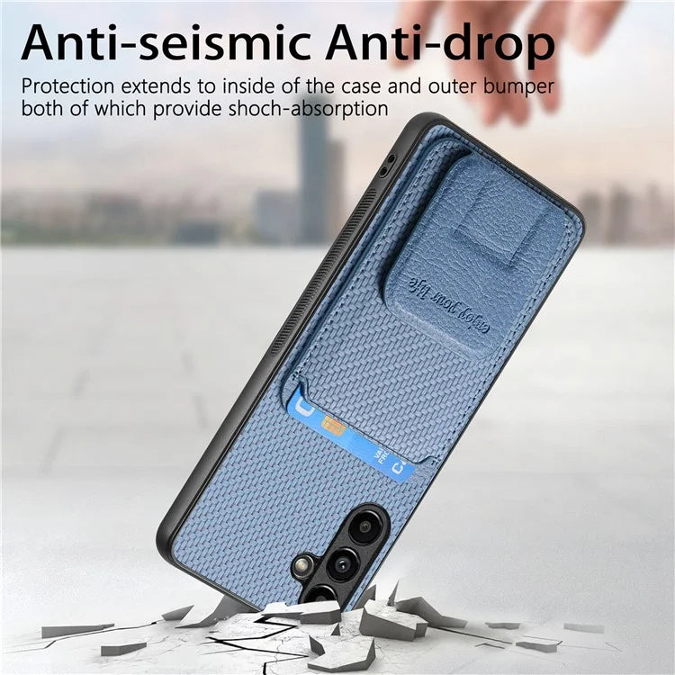 C1-11 for Samsung Galaxy A13 5G / A04s 4G (164.7 x 76.7 x 9.1 mm) Case Folding Kickstand Leather Coated TPU Phone Cover