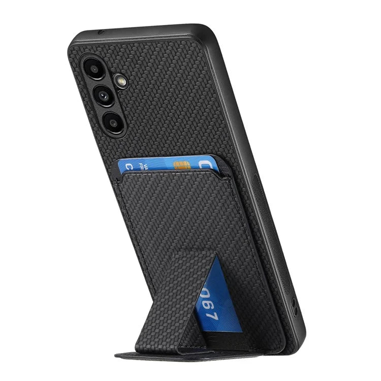 C1-11 for Samsung Galaxy A13 5G / A04s 4G (164.7 x 76.7 x 9.1 mm) Case Folding Kickstand Leather Coated TPU Phone Cover