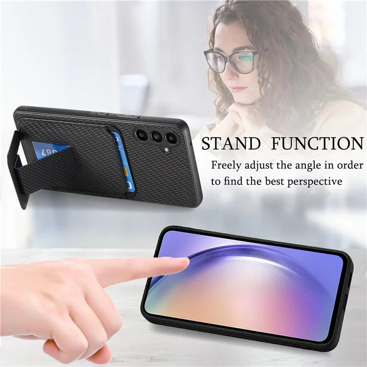 C1-11 for Samsung Galaxy A13 5G / A04s 4G (164.7 x 76.7 x 9.1 mm) Case Folding Kickstand Leather Coated TPU Phone Cover