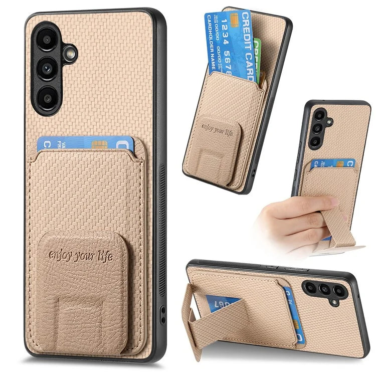 C1-11 for Samsung Galaxy A13 5G / A04s 4G (164.7 x 76.7 x 9.1 mm) Case Folding Kickstand Leather Coated TPU Phone Cover