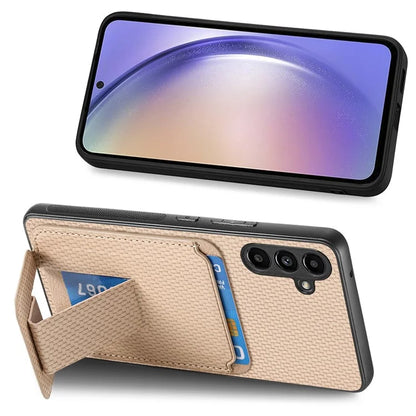 C1-11 for Samsung Galaxy A13 5G / A04s 4G (164.7 x 76.7 x 9.1 mm) Case Folding Kickstand Leather Coated TPU Phone Cover