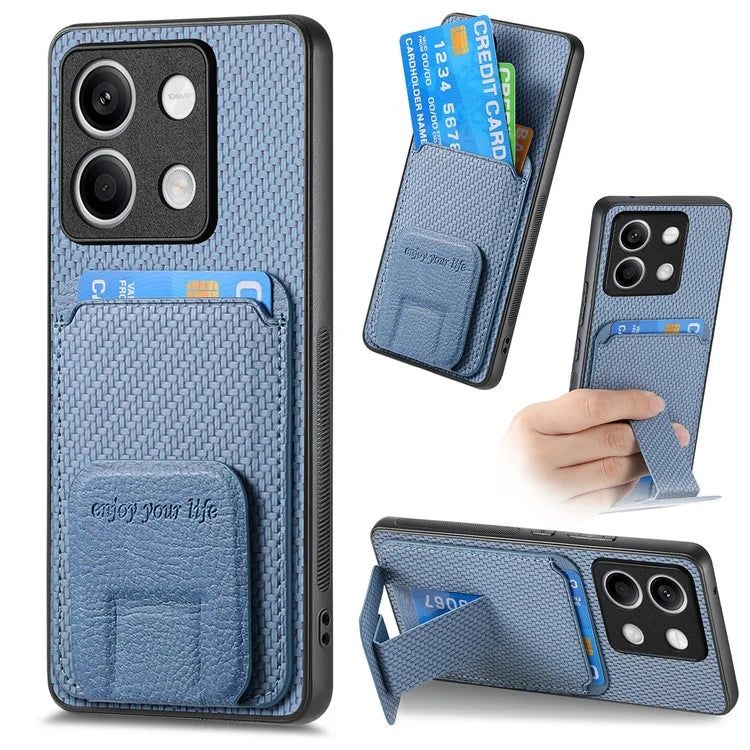 C1-11 for Xiaomi Redmi Note 13 5G Case Carbon Fiber Texture Leather Coated TPU Card Slot Phone Cover
