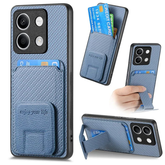C1-11 for Xiaomi Redmi Note 13 5G Case Carbon Fiber Texture Leather Coated TPU Card Slot Phone Cover
