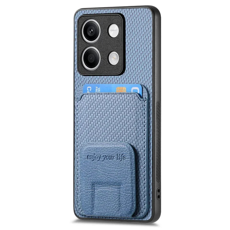 C1-11 for Xiaomi Redmi Note 13 5G Case Carbon Fiber Texture Leather Coated TPU Card Slot Phone Cover