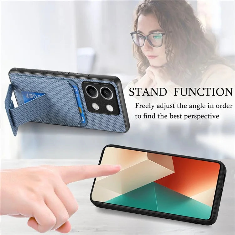 C1-11 for Xiaomi Redmi Note 13 5G Case Carbon Fiber Texture Leather Coated TPU Card Slot Phone Cover