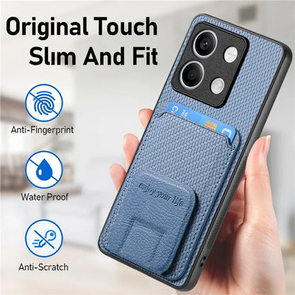 C1-11 for Xiaomi Redmi Note 13 5G Case Carbon Fiber Texture Leather Coated TPU Card Slot Phone Cover