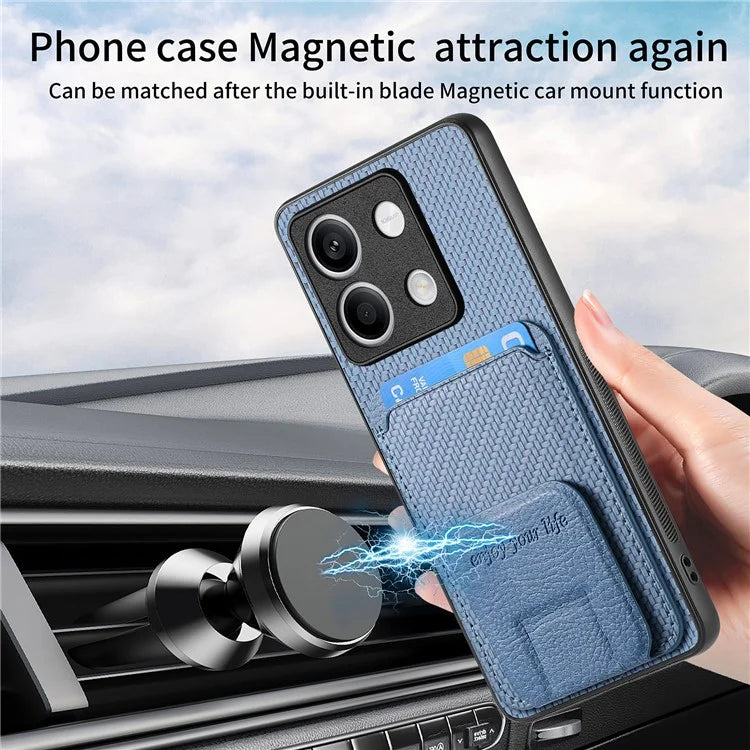 C1-11 for Xiaomi Redmi Note 13 5G Case Carbon Fiber Texture Leather Coated TPU Card Slot Phone Cover