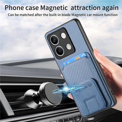 C1-11 for Xiaomi Redmi Note 13 5G Case Carbon Fiber Texture Leather Coated TPU Card Slot Phone Cover