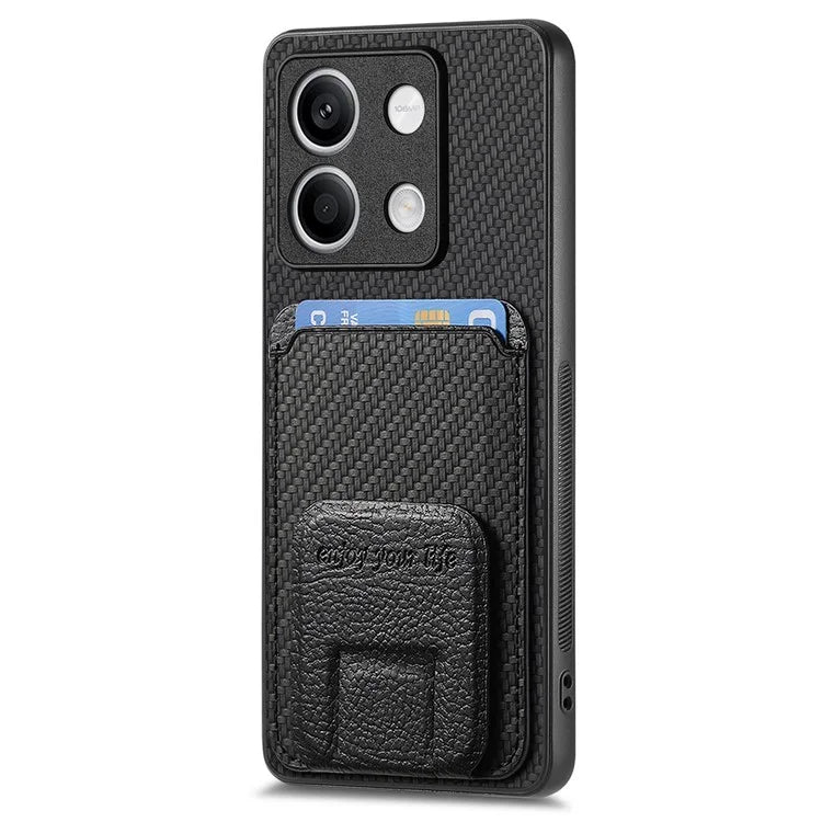 C1-11 for Xiaomi Redmi Note 13 5G Case Carbon Fiber Texture Leather Coated TPU Card Slot Phone Cover