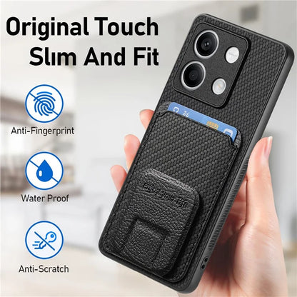 C1-11 for Xiaomi Redmi Note 13 5G Case Carbon Fiber Texture Leather Coated TPU Card Slot Phone Cover