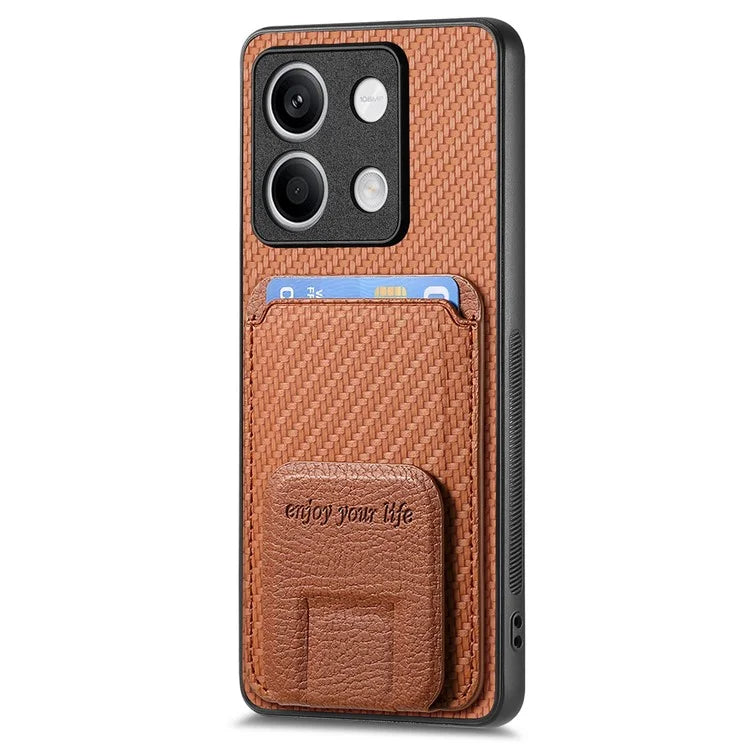C1-11 for Xiaomi Redmi Note 13 5G Case Carbon Fiber Texture Leather Coated TPU Card Slot Phone Cover